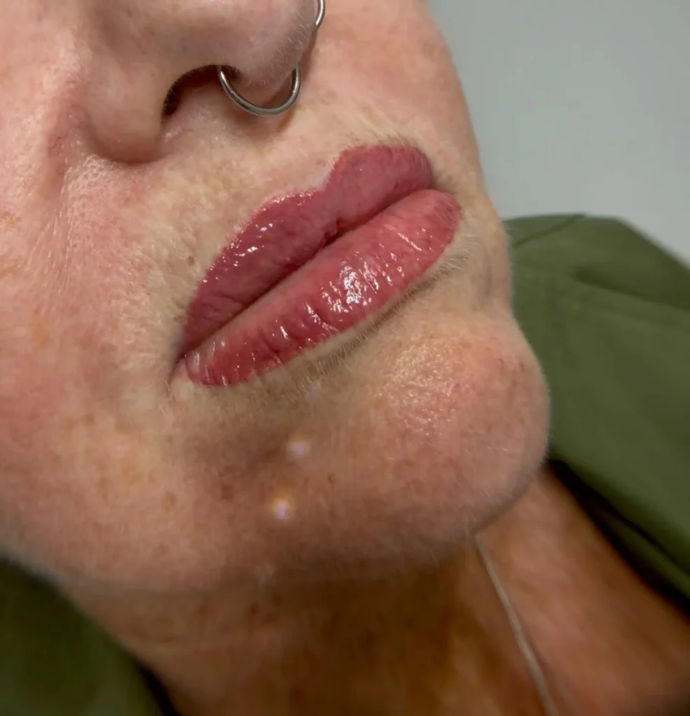 natural warm toned lip tattoo result
